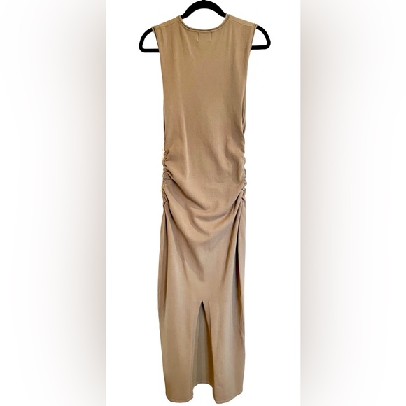 Dissh Olive Sleeveless Ruched Maxi Dress Stretch Bodycon M - Picture 2 of 5